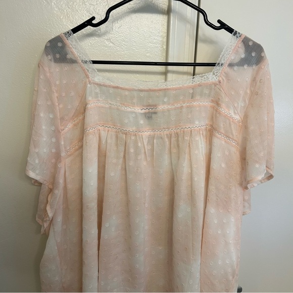 NWT Torrid 4x Pink Tie Dye Clip Dot Chiffon Blouse Sleeveless Ruffle Button Top - Picture 10 of 11